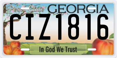 GA license plate CIZ1816