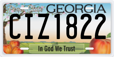 GA license plate CIZ1822