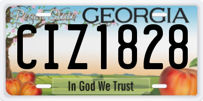 GA license plate CIZ1828