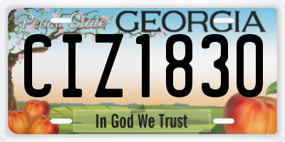GA license plate CIZ1830