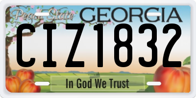 GA license plate CIZ1832