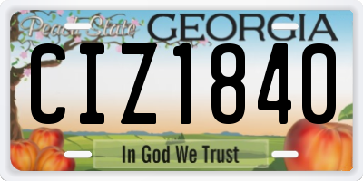 GA license plate CIZ1840