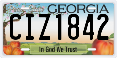 GA license plate CIZ1842