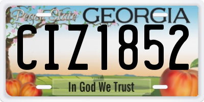 GA license plate CIZ1852