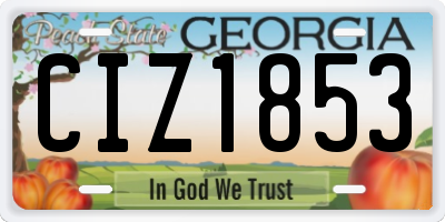 GA license plate CIZ1853