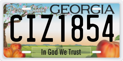 GA license plate CIZ1854