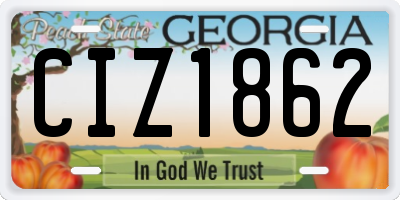 GA license plate CIZ1862