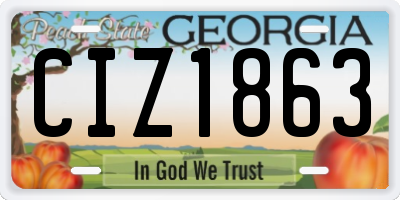 GA license plate CIZ1863