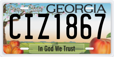 GA license plate CIZ1867