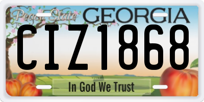 GA license plate CIZ1868