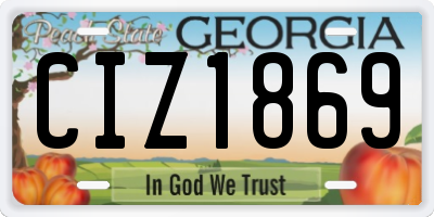 GA license plate CIZ1869