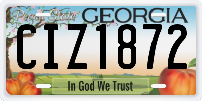 GA license plate CIZ1872