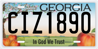 GA license plate CIZ1890