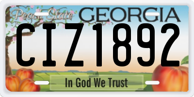 GA license plate CIZ1892