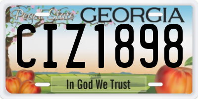 GA license plate CIZ1898