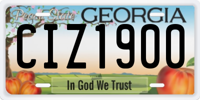 GA license plate CIZ1900