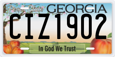 GA license plate CIZ1902
