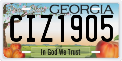 GA license plate CIZ1905