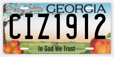 GA license plate CIZ1912