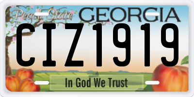GA license plate CIZ1919