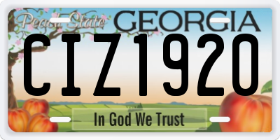 GA license plate CIZ1920
