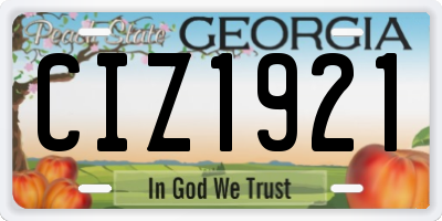 GA license plate CIZ1921