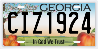 GA license plate CIZ1924