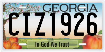 GA license plate CIZ1926