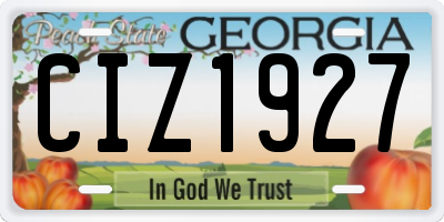 GA license plate CIZ1927