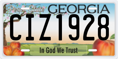 GA license plate CIZ1928