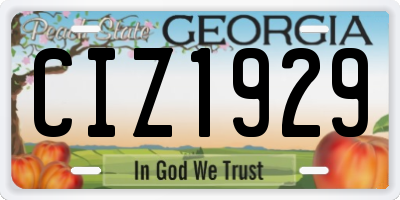 GA license plate CIZ1929