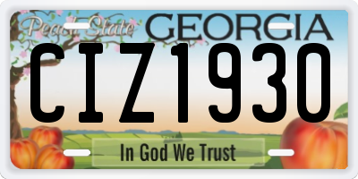 GA license plate CIZ1930