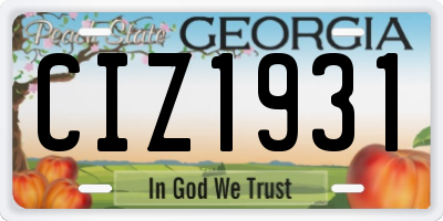 GA license plate CIZ1931
