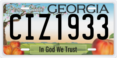 GA license plate CIZ1933