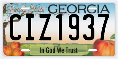 GA license plate CIZ1937