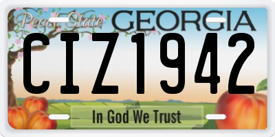 GA license plate CIZ1942
