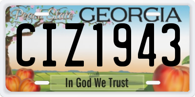 GA license plate CIZ1943