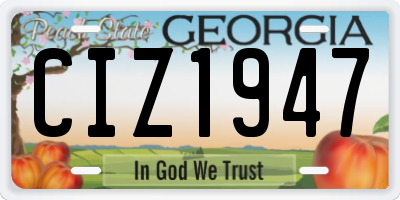 GA license plate CIZ1947