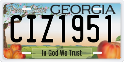 GA license plate CIZ1951