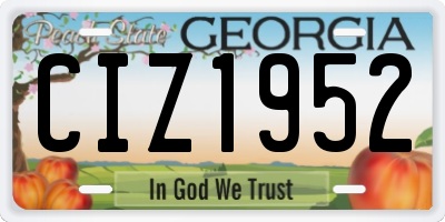 GA license plate CIZ1952