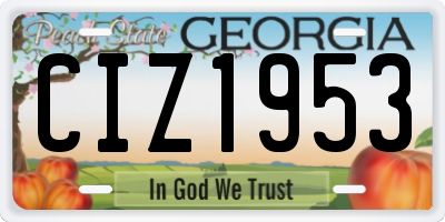 GA license plate CIZ1953