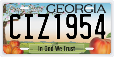 GA license plate CIZ1954