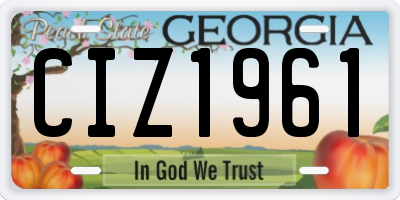 GA license plate CIZ1961