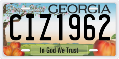 GA license plate CIZ1962