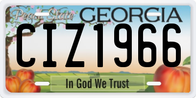 GA license plate CIZ1966