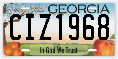 GA license plate CIZ1968