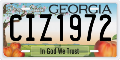 GA license plate CIZ1972