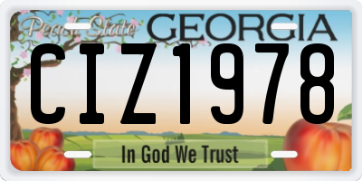 GA license plate CIZ1978
