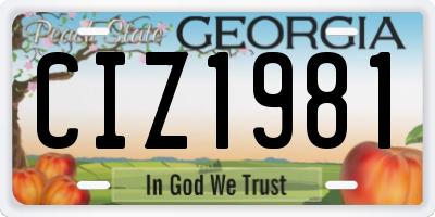 GA license plate CIZ1981