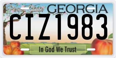 GA license plate CIZ1983
